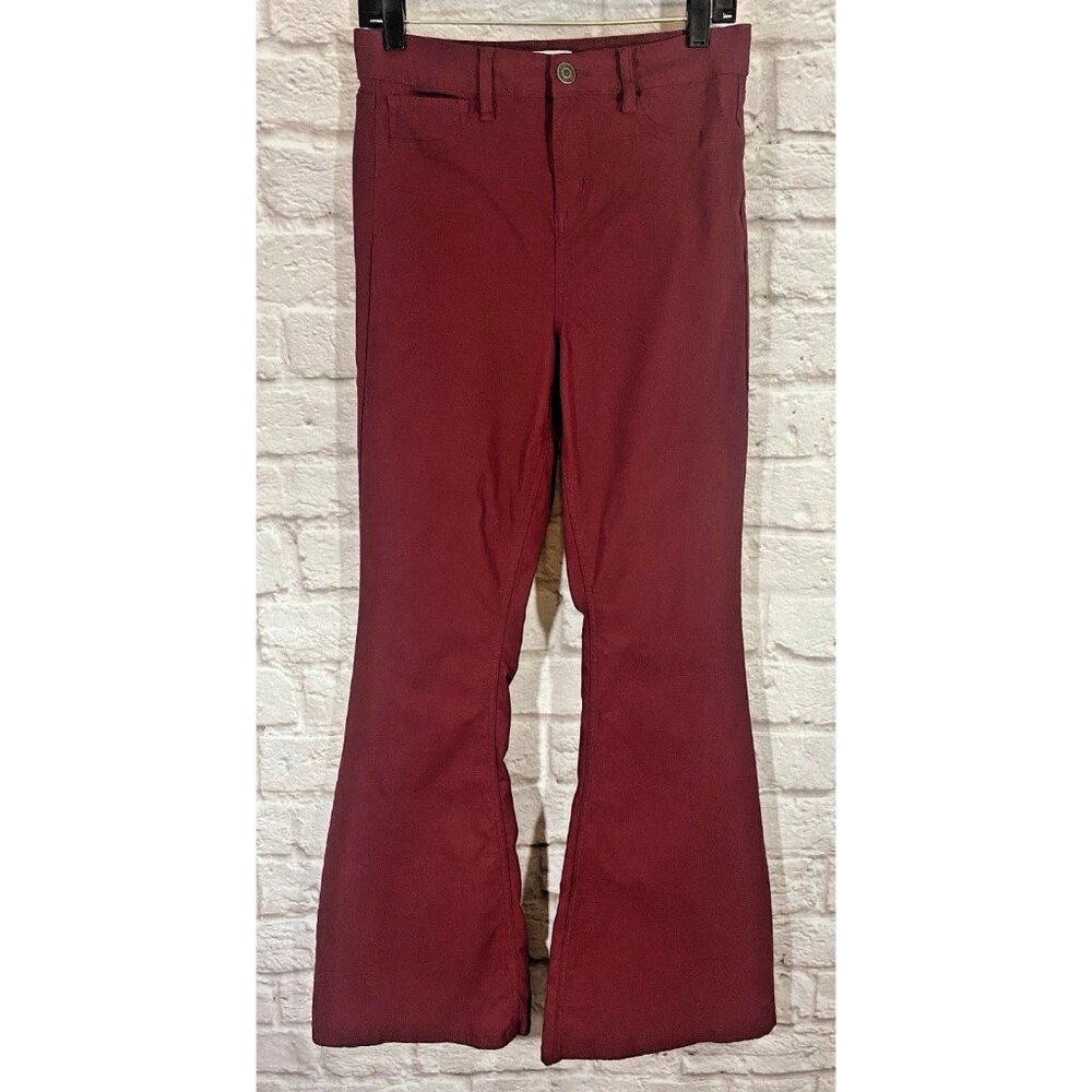 70s Flared Pants Bell Bottoms Women's Large YMI Hyperstretch High Rise‎ Dark Red